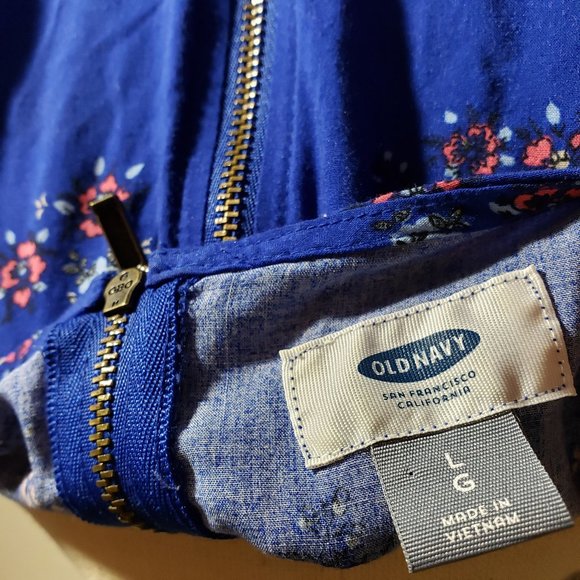 Old Navy l Royal Blue Floral Shift Dress L - Picture 7 of 8